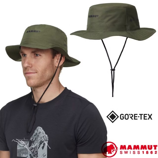 【MAMMUT 長毛象】男女 Climate Gore-Tex防風防水漁夫帽/1191-01950-40284 深沼澤綠✿30E010